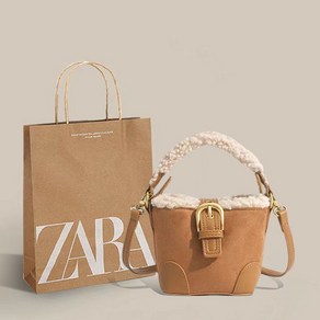 ZARA 가방 여성 겨울 양털가방 램스울 토트백 버킷백