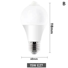 E27 LED 모션 센서 LED 전구 24W 18W 15W 12W 에너지 LED 램프 PIR 센서 라이트 자동 ON/OFF 야간 조명 가정 주차 조명, D, 1개