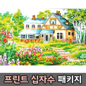 더스티치 프린트십자수 패키지, 02_풍경/꽃-51231, 1개