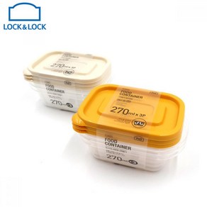 오르내르 락앤락 뉴 이지컨테이너 찬통 보관용기 직사각 270ml 반찬통/밀폐용기/플라스틱통/내장고용기/예쁜용기, 색상, 옐로우, 1개