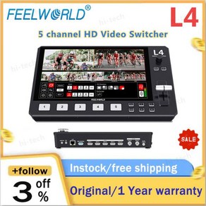 FEELWORLD 라이브 스트리밍용 HD 비디오 스위처 L4 5 채널 10.1 인치 USB3.0 고속 믹서