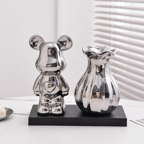 고급스러운 꽃병 심플 현대 거실 식탁 비폭력 곰 플라워 홀 TV 바닥 홈 디코레이션, 1 Violent Bea vase