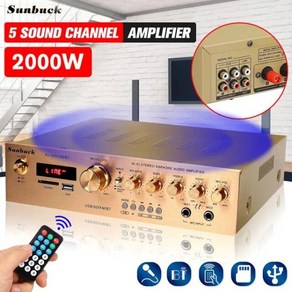 Sunbuck 블루투스 하이파이 앰프 220V 5CH 파워 오디오 홈 스테레오 AV 서라운드 디지털 FM 노래방 시네마, [01] CHINA, [01] 580BT