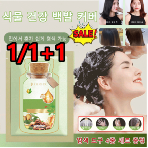 1/1+1 식물 추출 버블 염색제 새치전용염색약 모던 스타일리쉬 컬러 가정용 염색약 개별포장, 다크 브라운[10봉]&4종세트, 200ml, 2개