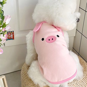 쪼꼬마미 강아지옷 동물 돼지 강아지 민소매 나시 반려견 데일리 티셔츠, 1개