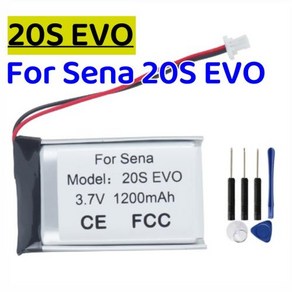 블루투스 헤드셋 배터리 축전지 및 도구 교체 배터리 Sena 20S EVO 20SEVO 헬멧용 20S EVO 1200 mAh, 한개옵션0