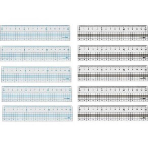 아이비스 12173 컬러 방안자 15cm 2종 x 5p 세트, 블루 + 블랙, 1세트