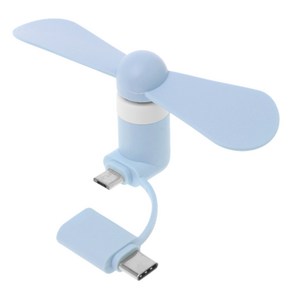휴대용 2 in 1 Coole Type-C Hanldheld 냉각 팬 미니 USB 팬 휴대 전화 팬 용 Andoid Mico USB 전화기, 파란색, 1개