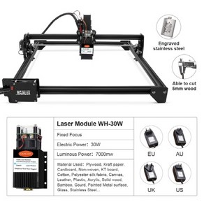 레이저커팅기 휴대형 소형 wainlux 레이저 조각사 diy 레이저 조각 절단기 프린터 7w 30w 40w cnc 라우터 로고 조각 컷 나무가죽금속