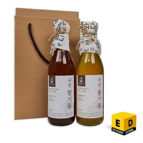 [명절 기획전] 선물세트 국산 참기름 350ml + 국산 들기름 350ml, 1개