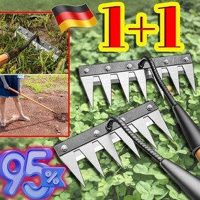 1+1 잡초제거 호미 2개 탈부착 가능 농업용 제초 망간강 갈퀴 5치/6치/7치/8치 볼트는 분해 가능합니다, 8치