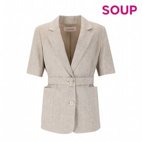 [숲(SOUP)] 25%쿠폰 SOUP 반팔 벨티드 린넨 재킷