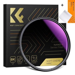 K&F Concept 77mm NANO-X MRC GND16 (1.2) 그라데이션 원형필터 - Soft Gadient ND16 (4 Stops) Filte + Cloth, 77mm GND16 Filte, 1개