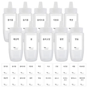 저스트인테리어 말랑이 소스통 + 방수 스티커 20종, 360ml, 10개, 1개