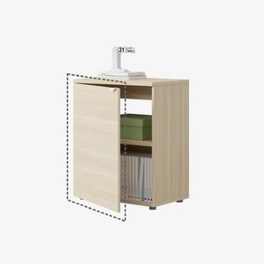 한샘 플롯 2단도어 60cm (컬러 택1), 내추럴오크(B)