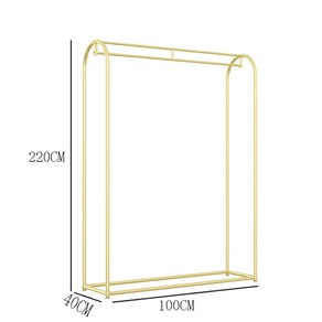 웨딩 드레스 행거 드레스샵 스탠드 스테인레스 이동식 1단 보관랙, 인테리어 드레이프 길이 100x높이 220nm 금