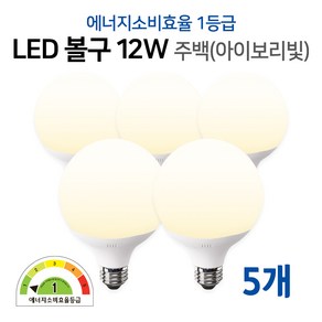 라인라이팅 LED 에코 볼구 12w 에너지소비효율 1등급 제품 (주광/전구/주백), 5개, 주백색