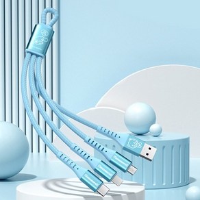 시나모롤 3in 1 USB 급속충전 케이블, 시나모롤 (블루), 1개