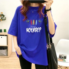 스타일아유 여성 여름 면 반팔 티셔츠 프린트NOCHBEP 레터링 M~2XL 오버핏 반팔티 롱티 자체제작