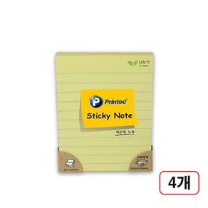 프린텍)노트형(76x102mm)100매, 4개, 노랑L76102Y