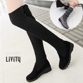 LIVITY 4cm굽 롱&미들 워커굽 니트부츠 앵글부츠 단화 로퍼화 L918