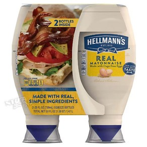 [1+1]헬만스 리얼 리본 크리미 마요네즈 HELLMANN'S REAL MAYONNAISE SQUEEZE BOTTLE, 2개, 1.47L