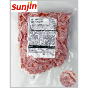 [SUNJIN] 국산돼지고기 35% 닭고기 47% 선진 바베큐스모크햄D다이스 1kg 1EA(냉동)(각종토핑)_치즈왕자, 1개