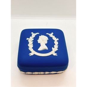 웨지우드 재스퍼웨어 트링켓 박스 보석함 Wedgwood JaspeWae Squae Tinket Box 1977 Queen Elizabeth II 빈티지, 1개