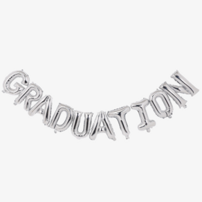 하하홈파티 졸업 GRADUATION 은박풍선 가랜드 실버, 1개