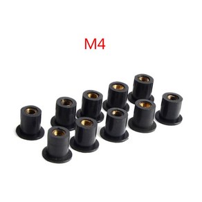 10pcs m4/m5/m6 고무 우물 견과류 맹인 패스너 윈드 스크린 앞 유리 유리 페어링 카울 패스너 액세서리 오토바이, 검은색, M4, 10개