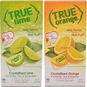 Tue Lime and Tue Oange Bulk Dispense Packets 1 트루 라임 및 트루 오렌지 벌크 디스펜서 패킷 100ct(다양한 2팩). 무설탕 천연, 2개, 79g