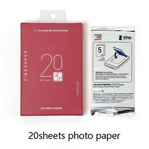 HPRT Z 사진 용지 및 3 인치 아연 인화지 포토 프린터용 특수 고접착 백 접착제, [01] 20sheets, 0 20sheets, 1개