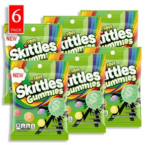 스키틀즈 구미 사워 5.8oz pe Bag [ Skittles Gummies Sou ], 6개, 164.4g