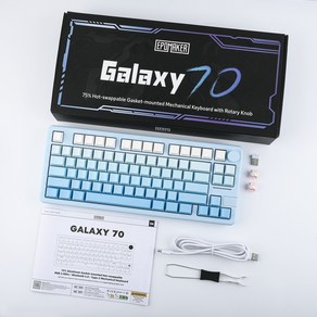 Galaxy 70 갤럭시70 키보드 Epomake 알루미늄 기계식 무선 노브, Huano 블라썸오디세이, 블루(측각)