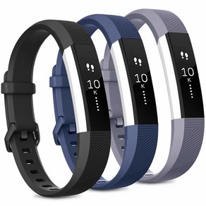 Fitbit Alta 밴드/Fitbit HR 밴드와 호환되는 교체 밴드 3팩 조절 가능한 교체용 소프트 실리콘 스포츠 여성 및 남성용 (라지 블랙+그레이+로즈 골드), S, 블랙 + 그레이 + 네이 비 블루