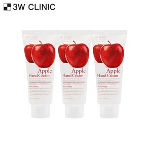 3W CLINIC 모이스처라이징 핸드크림 사과, 3개, 100ml