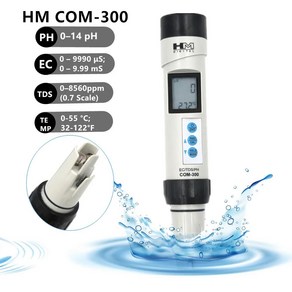 HM COM-300 콤보 미터 4 in 1 EC TDS 온도 PH 미터 방수 ATC 보정 및 데이터 보유 수질 테스터, 02. Pnly pobe, 1개