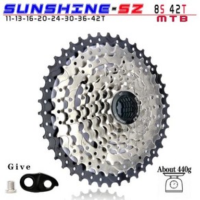 자전거 카세트 CASSETTE SUNSHINE MTB 산악 프리휠 스프로킷 시마노호환 및 SRAM 8 9 10 1112 32 36 40 42 46 50 52T, 6. 8S 11-42T silve, 1개