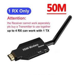 무선 HDMI 익스텐더 비디오 송신기 리시버 PS4 카메라 노트북 PCTV 모니터 프로젝터용 1 TX4 스플리터 1080P 150m, 50M RX, 3) 50M RX