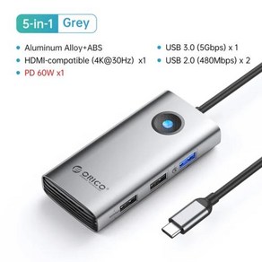 오리코 C타입 허브 도킹 스테이션 4K60Hz HDMI 호환 USB 3 0 어댑터 RJ45 PD100W 충전 프로 노트북 액세서리용