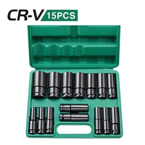 임팩 소켓 육각 세트 15PCS 롱소켓 1/2인치 8~32mm 복스알 보관케이스 롱복스, 1개