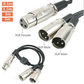 XLR 암 수 잭듀얼 2 플러그 Y 스플리터 케이블 어댑터 1 피트 풋 코드 3 핀, 01 1female to 2male_02 1.5M, 1개