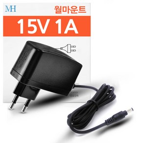 DC 15V 1A 어댑터 (월마운트 타입) 벽걸이형 AC 직류 전원 장치 15V1.0A, 1개