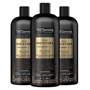 TRESemmé 모이스처 리치 샴푸 28 Fl oz 3개 건성 모발용 비타민 E 비오틴 함유, 828ml