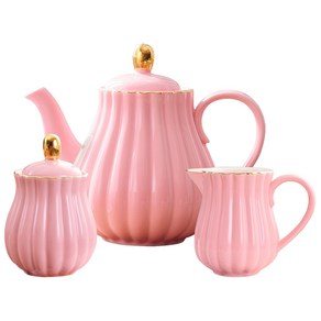 Jusalpha Pocelain Tea Set- Pink Teapot and Ceame Suga B 주살파 도자기 티 세트 - 핑크 티팟과 크리머 슈가볼 세트 TW (핑크, 1개