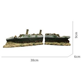 어항꾸미기 장식 수족관 타이타닉 난파선 송진 잔해 선박 크루즈 조경 38cm 1 개