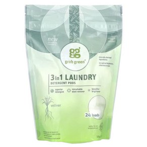 Gab Geen 3 in 1 세탁 세제 포드 베티베르 24회분 384g(13.5oz), 1개