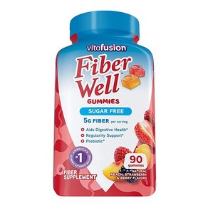 Vitafusion 파이버 웰 서플리먼트 구미 피치 스트로베리 & 블랙베리 맛 90정