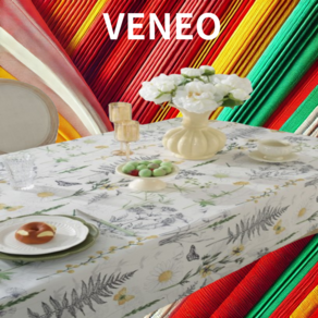 veneo 방수 식탁보 테이블보, 6인(130x210 cm), 화이트 옐로우, 1개