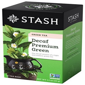 Stash Tea Decaf Premium Green Tea 6 Boxes of 18 Tea Ba Stash Tea 디카페 프리미엄 그린티 18개 티백 6상자(총 108개 티백